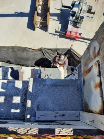 Welding the bearing plates on pier cap 14