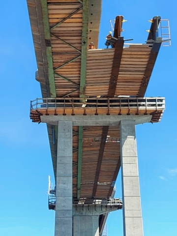 Newly installed false decking between piers 11 and 12