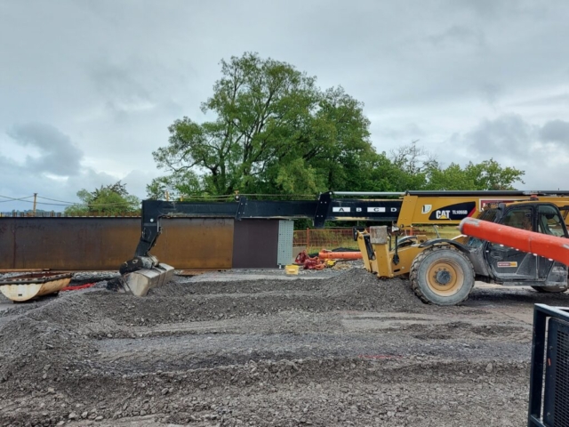 Smoothing out the first crane pad and making new pads for the next girder lifts