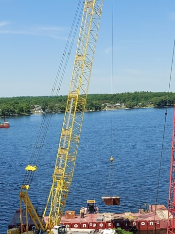 Preparing the barge for concrete placement