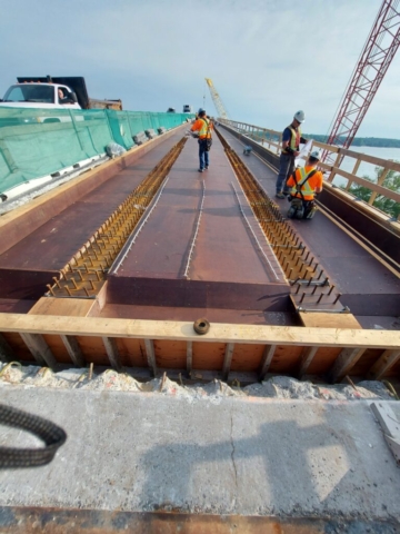 Completed section of deck formwork