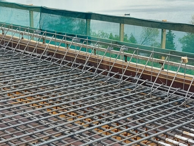 East view deck and barrier wall rebar