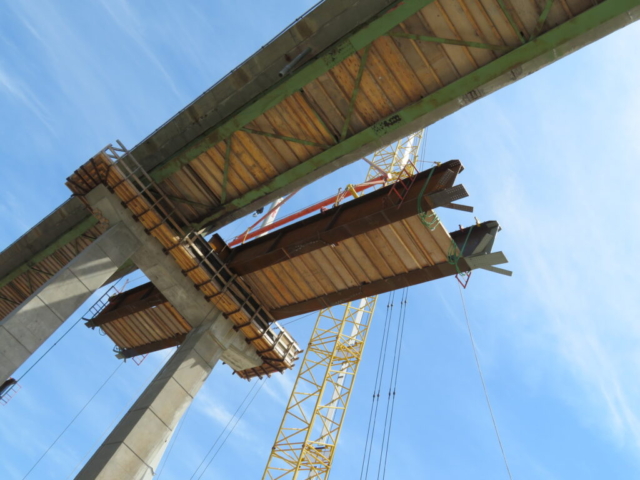 View from below of the pier 13 haunch girder