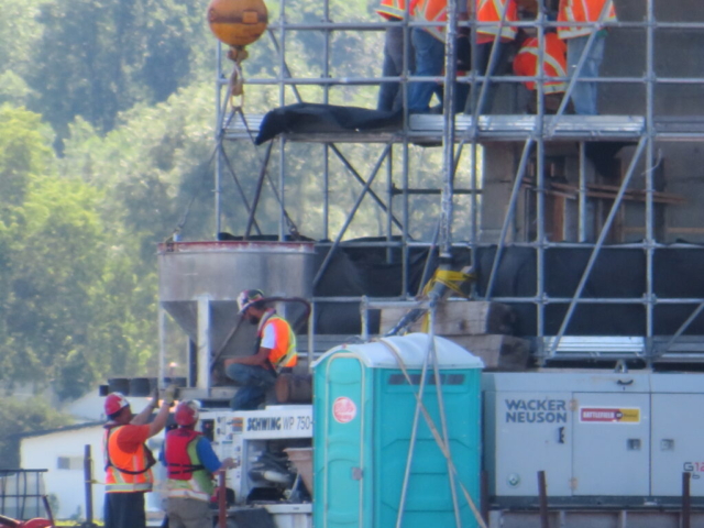 Concrete being loaded into the concrete pump