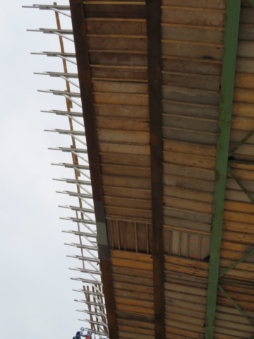 View from below of newly installed brackets between piers 11 and 12