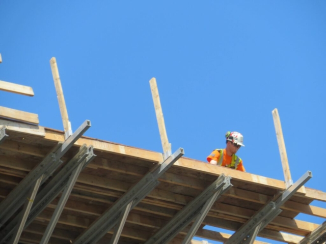 View from below of work platform build