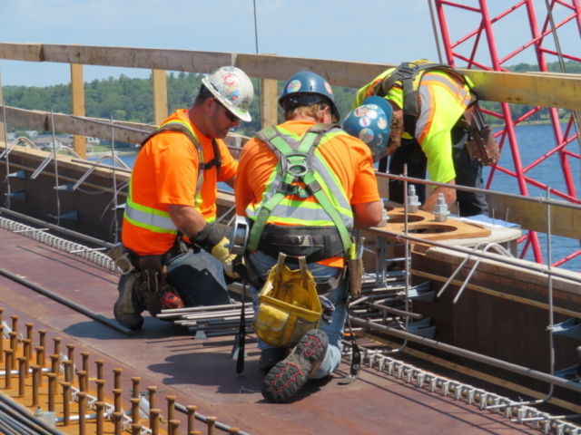 Installing the light pole base, rebar