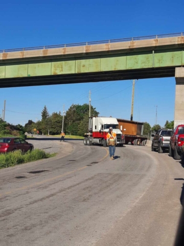 More section of the approach girder being delivered