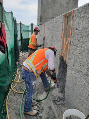 Concrete removal on pier 7 base