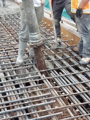 Placing concrete in the deck diaphragm