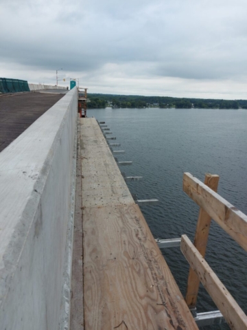 Removing the work platform from the east side of the bridge