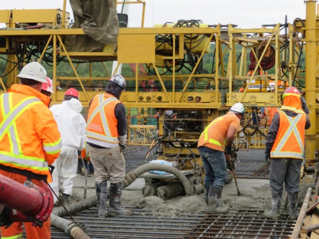 Pumping concrete into the formwork