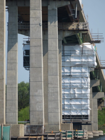 Piers 4-7, work platforms and wrapped scaffolding