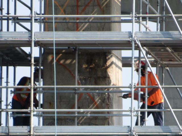 Concrete chipping on pier 10