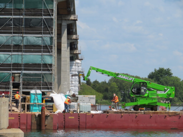 Preparing for concrete placement on pier 10