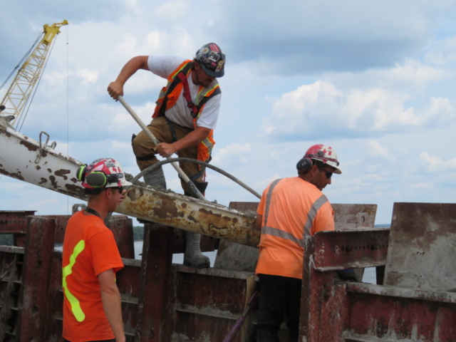 Close-up of second barrier wall concrete placement