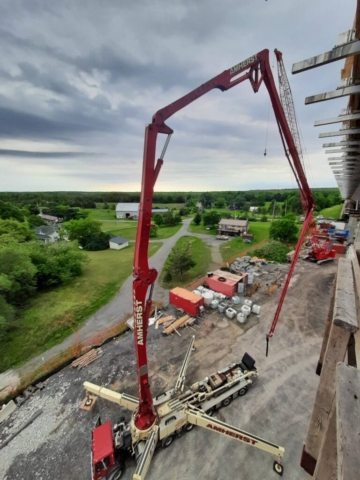 Top view of concrete pump truck