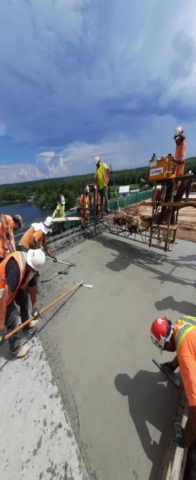 Finishing the last section of concrete