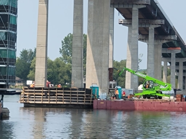 Concrete placement on pier 9 base