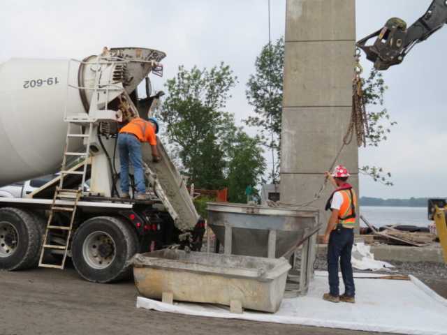 Preparing for concrete placement on pier 10