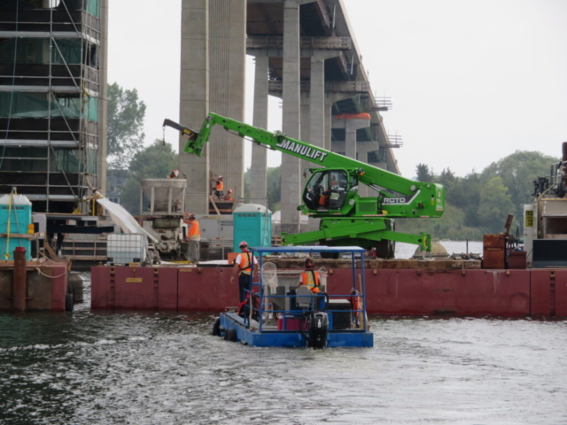 Concrete placement pier 10, formwork installation on pier 9