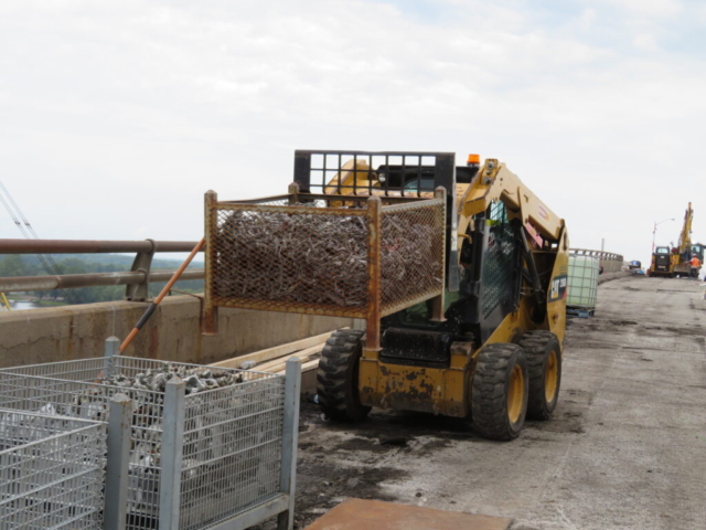 Moving materials on the bridge deck