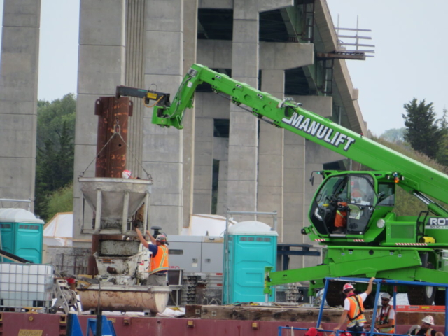 Concrete placement on pier 9