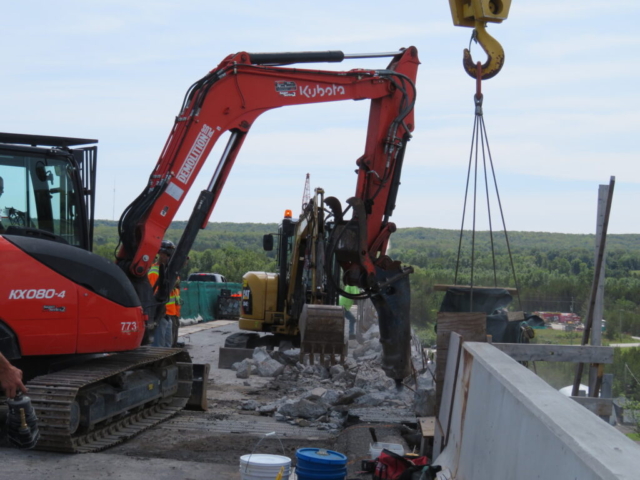 Expanded view of the overhang demolition