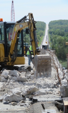 Removing the concrete rubble