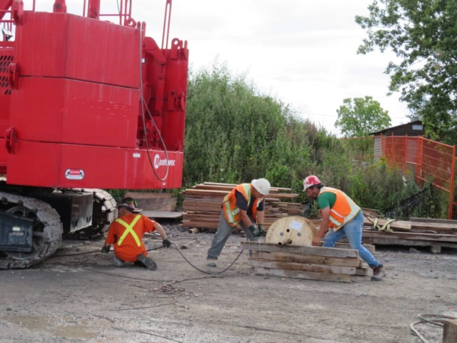 Preparing the crane cables