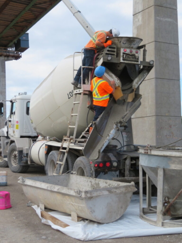 Preparing for concrete placement on pier 9, 10 and the south abutment