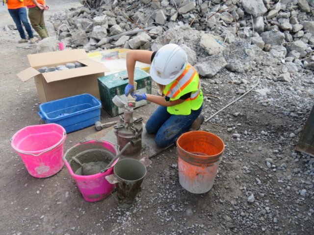 Testing the air in the concrete before placement