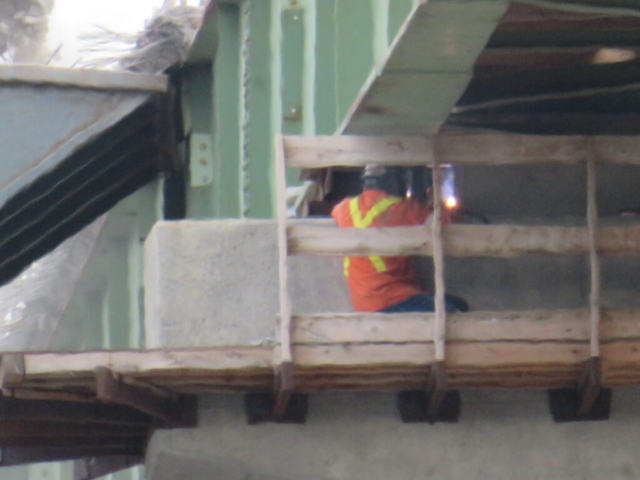 Soldering the bearings on pier 12