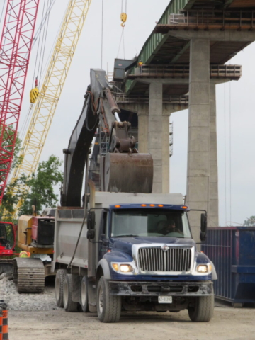 Loading the sorted concrete into the truck