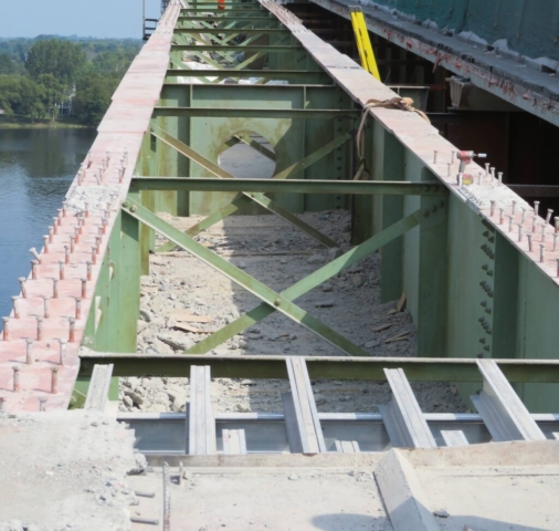 View north of exposed girders following concrete deck removal