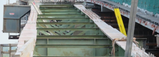 Close-up of exposed girders after deck removal