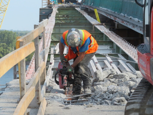 Cutting rebar, deck demolition