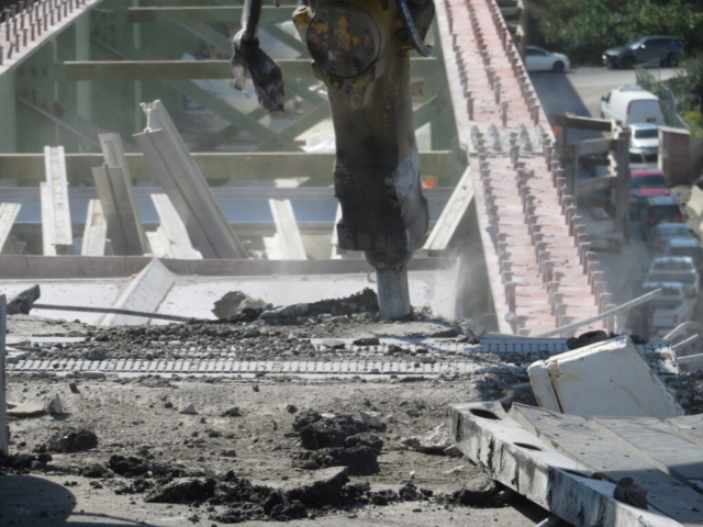 Close-up of expansion joint removal