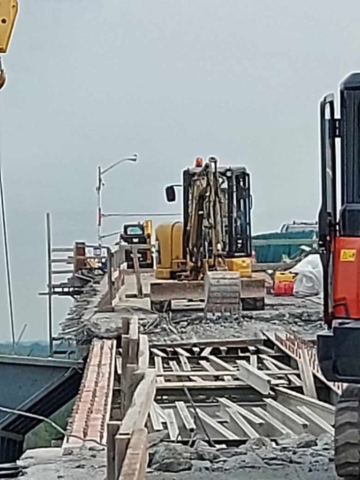 Section of removed concrete deck