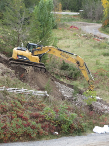 Excavating the south embankment