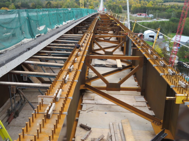 View south, installed girders, support brackets