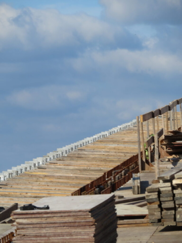 Looking northeast, partially constructed work platform