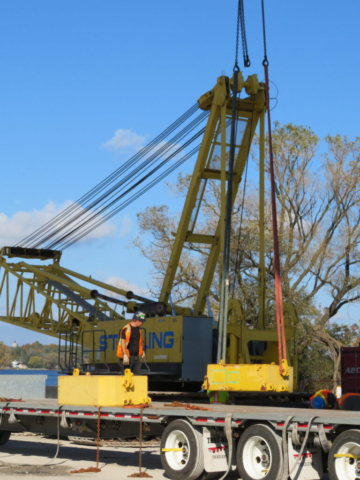 Loading the counter weights onto the truck