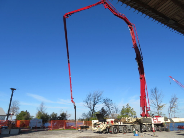 Setting-up the concrete pump truck for deck placement