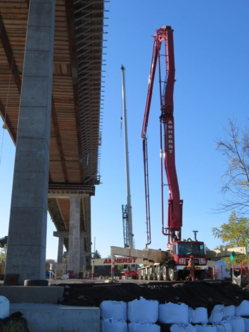 Southview, concrete pump truck and 160-ton crane