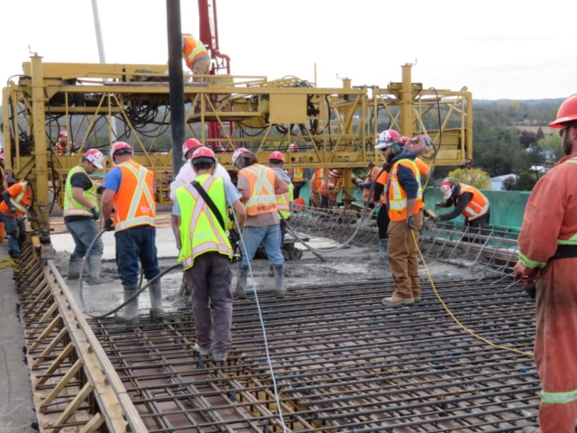 Overview of bridge deck concrete placement