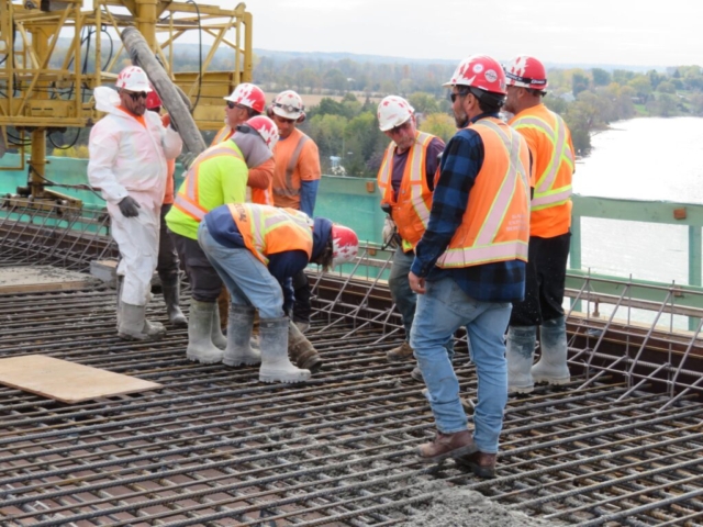 Removing a section of the concrete pump hose