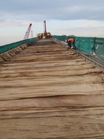 View north, concrete deck placement