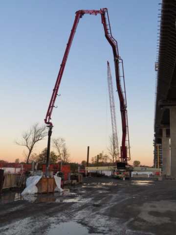 Setting-up the concrete pump for the second deck placement