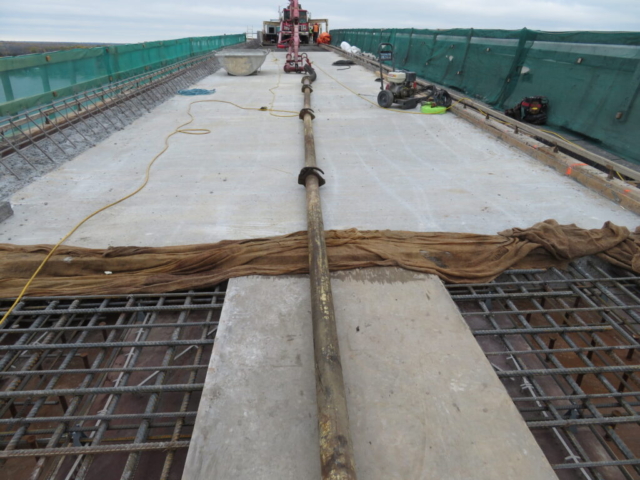 Northview, completed section of concrete deck and the concrete pump truck